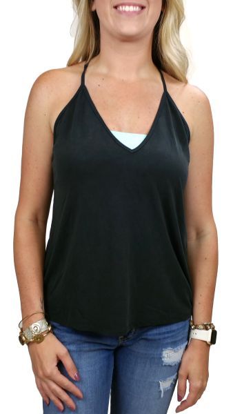 Libby Story Black Casual Party Cami Top with Drape Back 