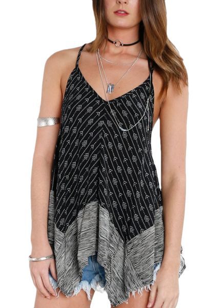 Libby Story Black Shot In The Heart Printed Racer Back Top 