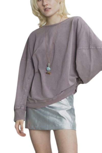 Libby Story Not So Curious Open Back Pullover in Dark Lilac