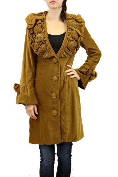 Judith March Camel Coat with Roses