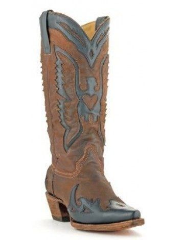 Corral Brown and Black Eagle Inlay Boots