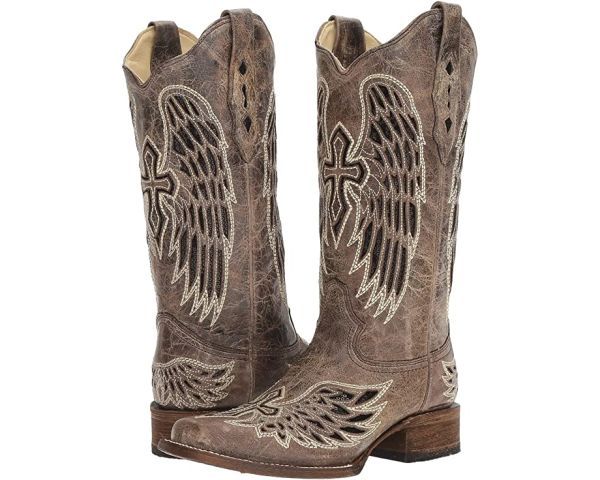 Corral Boots Brown and Black Wings with Cross Sequence Square Toe A1197