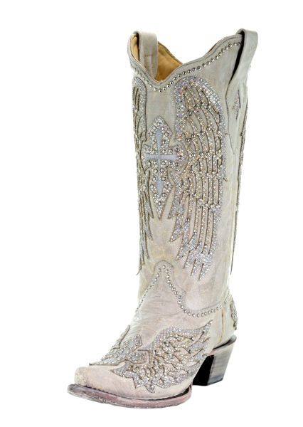 Corral White Cross and Wings Boots