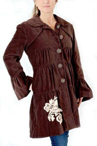 Judith March 513J-10 Brown Velveteen Jacket with Embroidery