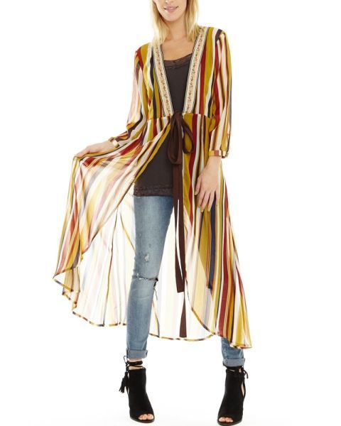 Aratta Golden Storm Kimono in Rainbow Stripe