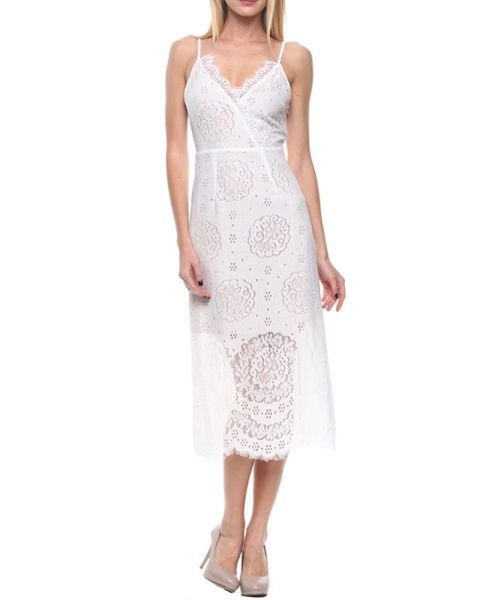 Dance and Marvel Off White Spaghetti Strap Lace Dress