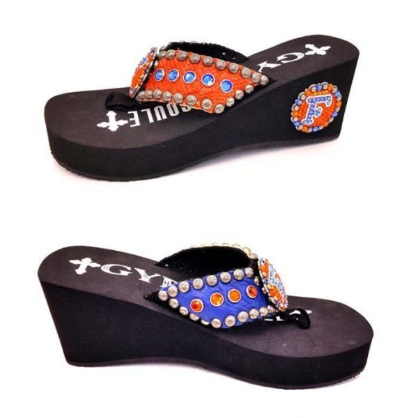 Gypsy Soule Gator2 Concho Florida Gators Flip Flop with Thong and Heel Florida Concho