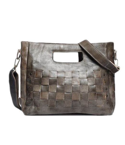 Bed Stu Orchid Woven Leather Bag in Taupe Rustic