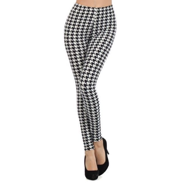 Black and White Houndstooth Knit Leggings