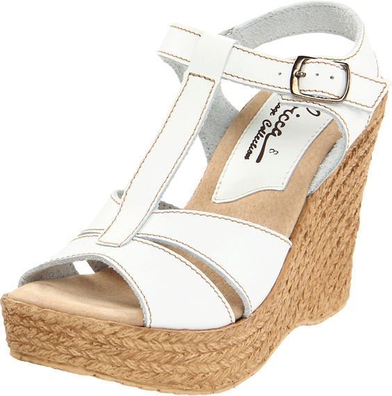 SBICCA Zachariah Leather T Strap Wedge Sandal