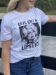 Guts Grit and Lipstick Dolly Parton Graphic Crew Neck Tee in White