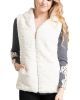 Fashionomics Off White Fur Zip Front Hooded Vest