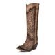 Corral Boot Ladies Sand Leopard Print Embroidery And Studs Tall Top Round C3789
