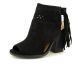 Not Rated Chiara Black Open Toe Fringe Bootie