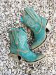 Mint Embroidery Ankle Boot with Gold Accents A4256