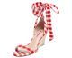 Betsey Johnson Red and White Jemi Lace Up Gingham Wedge