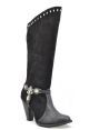 Grazie Shoes Lavish Black Suede Boot with Jewel Harness