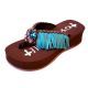 Gypsy Soule Oceanberry Chocolate Snake Leather with Turquoise Fringe Sandal