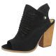 Not Rated Black One More Time Peep Toe Woven Heel