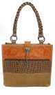 Paige Wallace Tri Colored Tooled Leather Tote