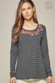 Embroidery Stripe Top Plus Size