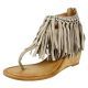 Not Rated Taupe Sybil Double Fringe Wedge Sandal