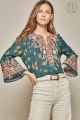 Embroidery Printed Top Plus Size