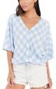 White Crow Overland Gingham Button Front Top in Blue Heron