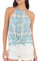 White Crow Hanover Halter Button Front Plaid in Aquatic
