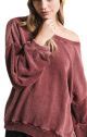 White Crow Tolani Oversized Off The Shoulder Sweater in Madder Brown